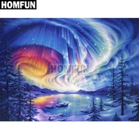 homfun full squareround drill 5d diy diamond painting northern lights embroidery cross stitch 5d home decor gift a02489