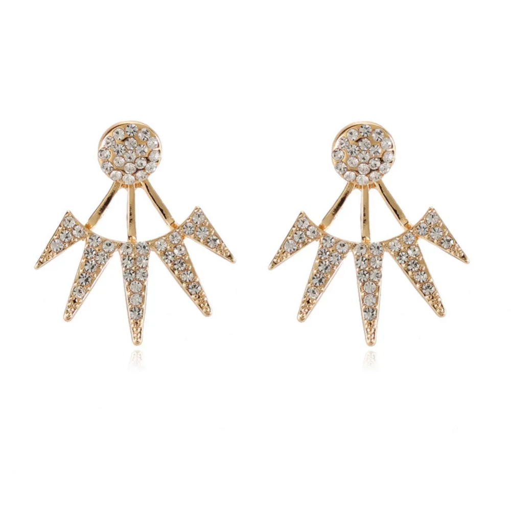 Острые Стрелки CZ колошения Модные украшения 2017 уха куртка серьги Для женщин