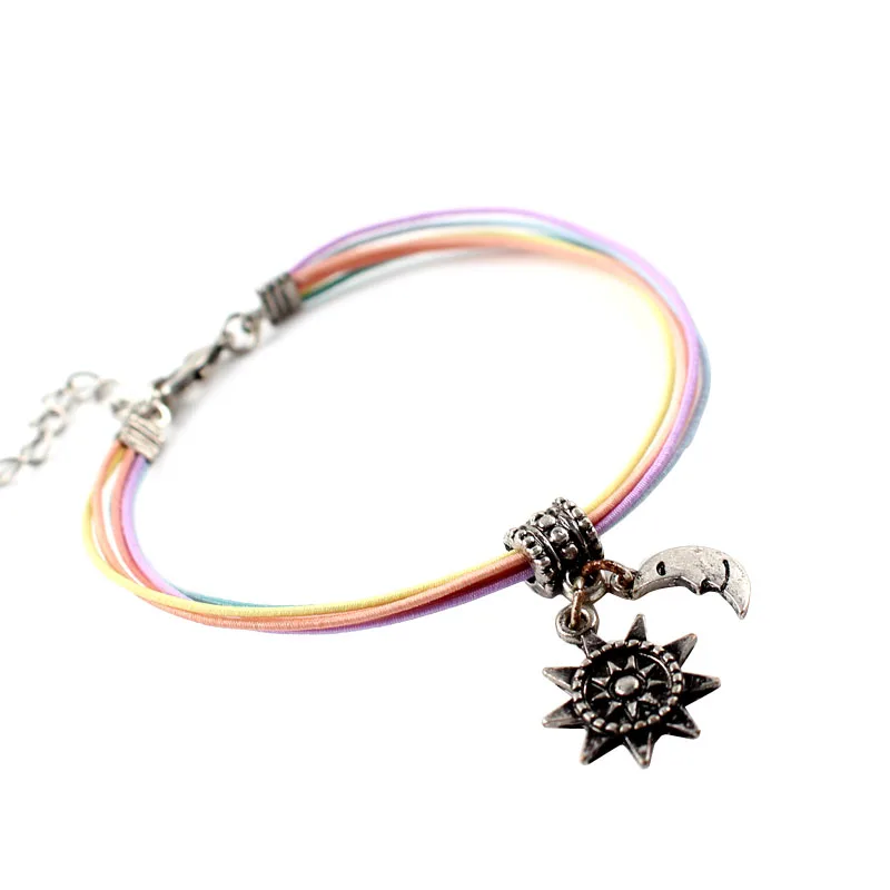 R121 бигбинг ювелирные изделия Модная красочная цепочка Солнце Луна искусственная