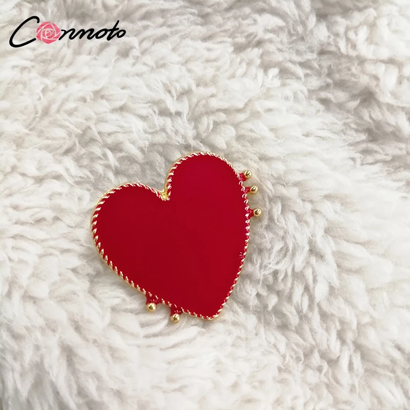 Conmoto Эффектные красные серьги в форме сердца, женские аксессуары для вечеринок, серьги для выходных, металлические серьги