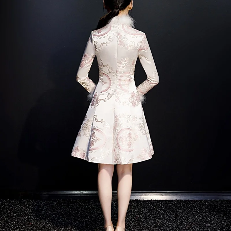 Платье Ципао средней длины элегантные китайские платья для мамы и дочки зимнее