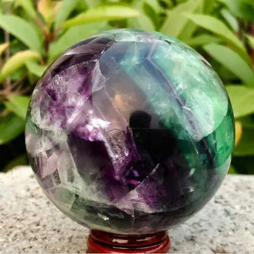 

Natural Colored Fluorite Hand-Polished Quartz Ball for home decoration