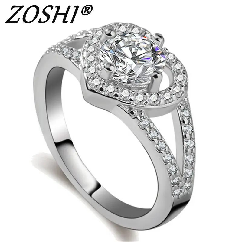 ZOSHI роскошный бренд модный серебряный цвет свадебный набор кольцо для женщин с