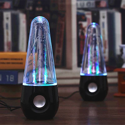 round black HAOBA портативный водонепроницаемый Светодиодный светильник для танцев с водой музыкальный фонтан светильник динамик для ПК телефона MP3 плеер стол стерео громкий динамик - Цвет: round black