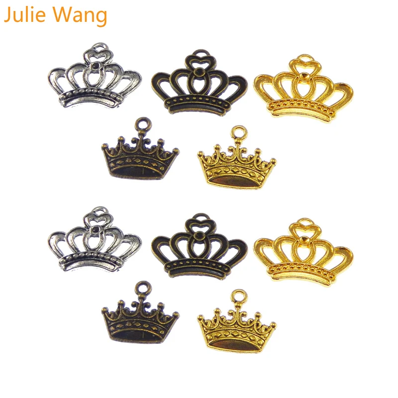 Julie Wang 12PCS Mixed Crown Charms Alloy Necklace Bracelet Pendant Jewelry Making Earring Handcrafts Finding DIY Accessory | Украшения и