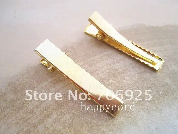

Free shipping Wholesale 6mmx45mm gold plated single prong alligator pinch clips with teeth 100pcs/lot