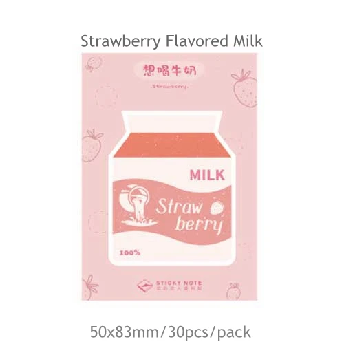 D-Strawberry Milk 30 шт./упак. бутылки из-под молока, блокнот японская Канцелярия Kawaii бумаги для заметок на клейкой основе для ежедневника листы памятки, офисный блокнот, украшения - Color: D-Strawberry Milk