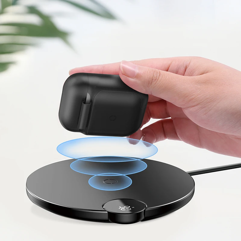 Baseus Qi беспроводной зарядный чехол для Airpods противоударный силиконовый защитный чехол для Airpod Air pods Coque с проводной зарядкой - Цвет: Black