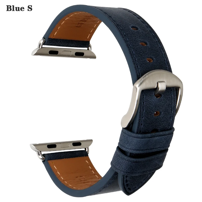 MAIKES аксессуары для часов из натуральной кожи для Apple Watch band 44 мм 42 мм и Apple watch band 40 мм 38 мм iwatch Series 4-1 ремешок - Цвет ремешка: Blue S