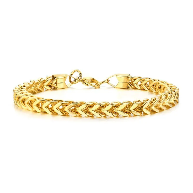 Gold Серебряная Мужская цепочка браслет из нержавеющей стали Vegan Homme Boyfriend Guys Hand 7,6 дюйма 8,7 дюйма - Окраска металла: Gold