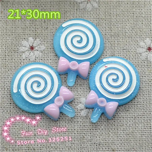 

resin flat back light blue lollipop candy cabochon for decoration 21*30mm 50pcs/lot