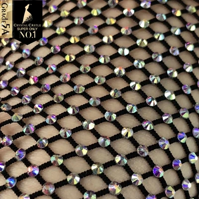 Black - Crystal AB Хрустальный замок сверкающие стразы ткань для одежды Сетка из кристаллов камни сетчатый страз пришивные стразы для одежды - Цвет: Black - Crystal AB