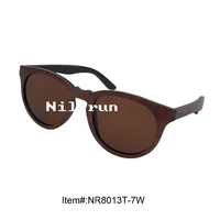 luxury round thin wood sunglasses