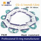 3 шт.лот Green FKM фторруглеродные уплотнительные кольца CS3.1mm OD31323334353637383940*3,1 мм ORings, уплотнительная прокладка, уплотнительная шайба