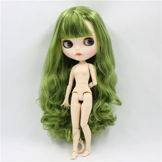 nude doll Ледяная фабрика blyth кукла BL4299/42038 зеленый микс волос, новое матовое лицо с бровями Карвен губы, белая кожа сустава тела 30 см 1/6 - Цвет: nude doll