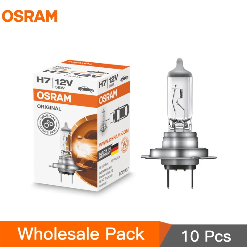 Оригинальные галогеновые лампы OSRAM H7 10 шт. 12 В 55 Вт PX26d 3200K 64210L автомобильная лампа