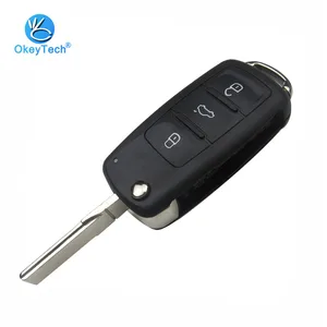 OkeyTech складной Сменный Чехол с тремя кнопками и необработанным лезвием для Volkswagen VW Tiguan Golf Sagitar Polo