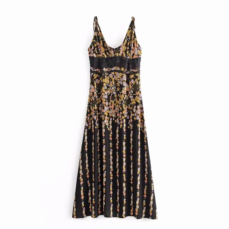 2019 Новое Женское винтажное сексуальное длинное платье с глубоким v-образным