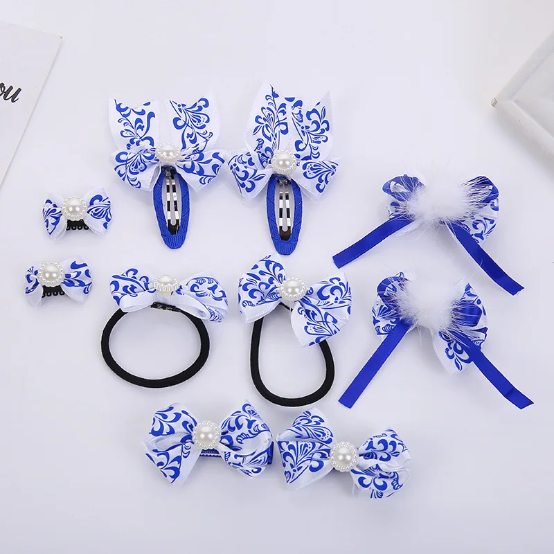 1set=10pcs Children's hair accessories girls' simple headband bow hairpin | Красота и здоровье