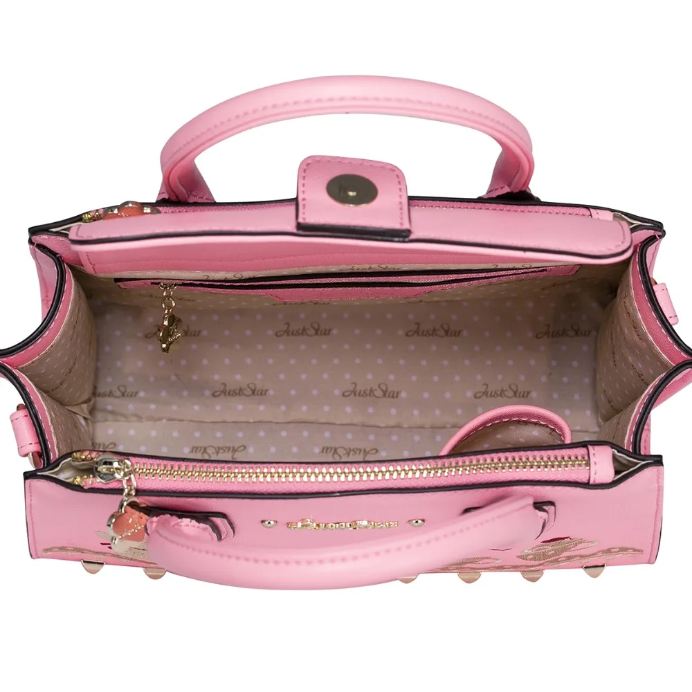 Womens Embroidered Metal Rivet Pink Leather Convertible Tote Handbag Cross Body Shoulder Purse Bag | Багаж и сумки