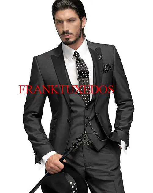 

Tailored One Two Button Notch lapel Groom Tuxedos Costume hommeBest ManGroomsmenPromSuits MenWeddingSuits(Jacket+Pants+vest+Tie)