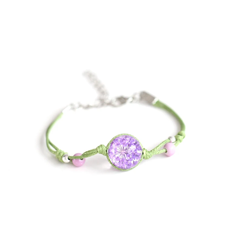 Летний стиль 100% аксессуары ручной работы модный стеклянный браслет с сушеными