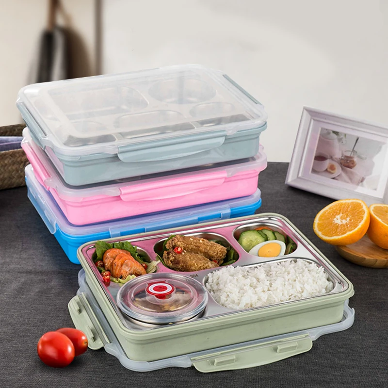 Уличный Ланчбокс из нержавеющей стали с 5 ячейками двухслойный пищевой контейнер