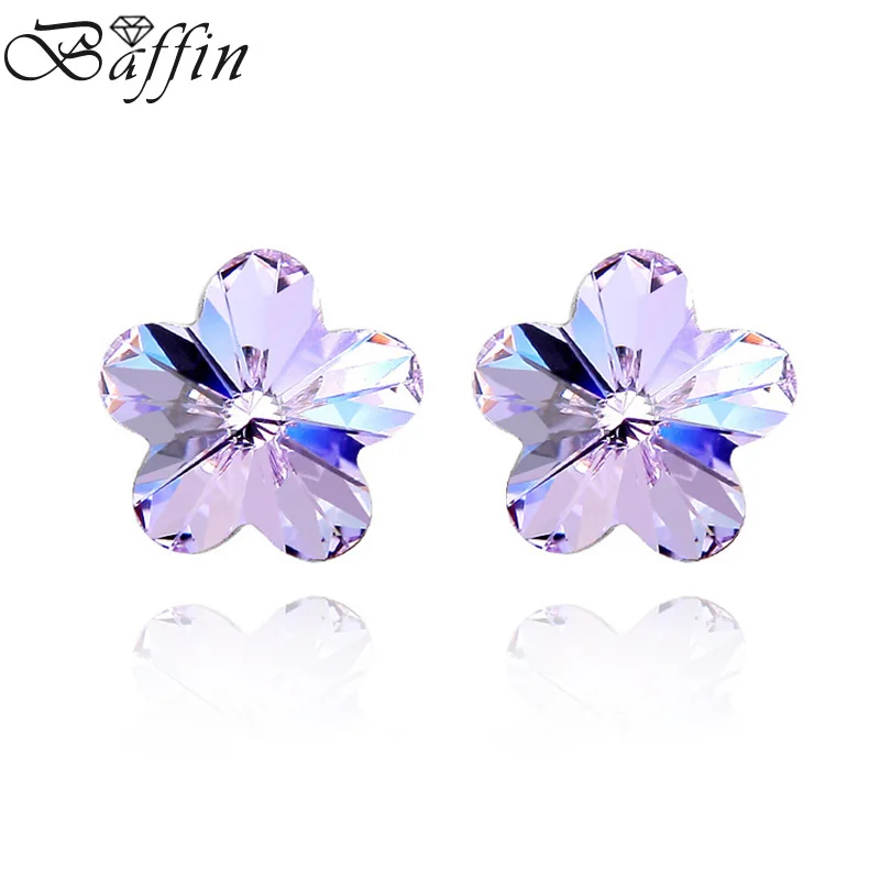 Серьги гвоздики в виде цветка сакуры с кристаллами 10 мм|earrings stud|piercing earringsflower earring
