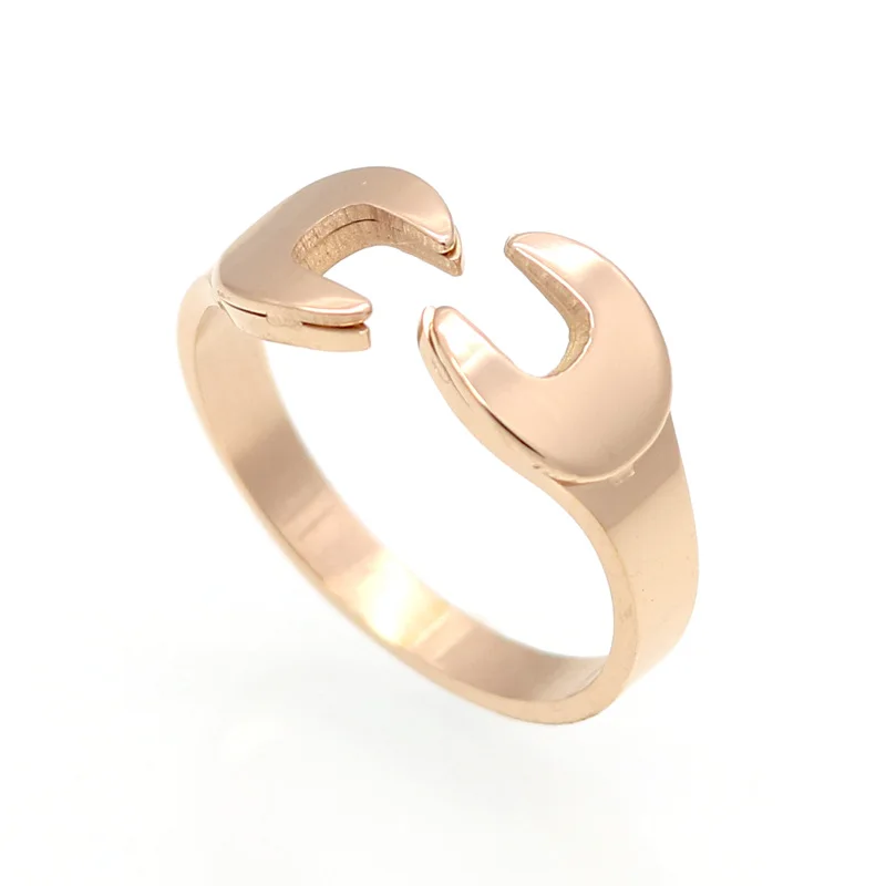 Модные панк байкерские гаечные кольца цвета розового золота из нержавеющей