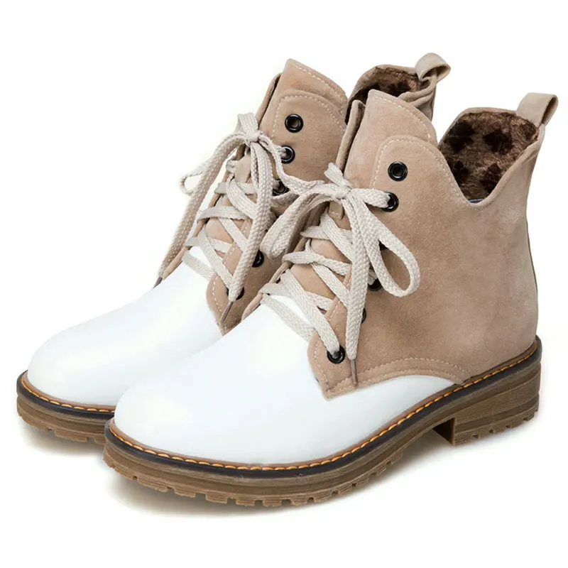 

Fanyuan Brand Martin Short Boots Low Heels Fashion Lace Up Ankle Boots Women Shoes Thick Heel Platform Short Boots Size 34-43