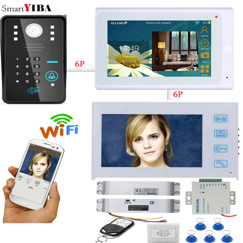 SmartYIBA беспроводной дверной замок с Wi-Fi видео дверные звонки телефон двери видео домофонная сигнализация системы Wi Fi TF карты+ Электрический Смарт замок