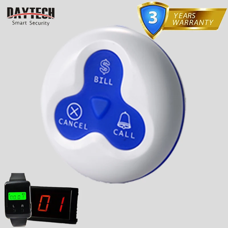 DAYTECH 1 шт. Беспроводные кнопки вызова для ресторана пейджер система очереди с 3