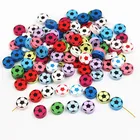 20 шт.лот 20 мм DIY деревянные бусины с футбольным узором, круглые деревянные бусины Shpe для изготовления ювелирных изделий, детские игрушки, погремушки, аксессуары