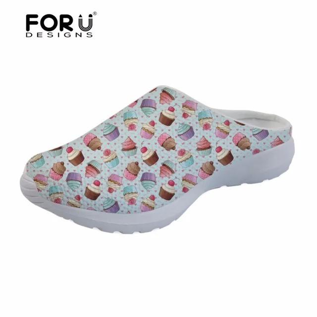 

FORUDESIGNS Sandals Women Cake Decorator Cupcake Print Summer Footwear Ladies Slip-on Breathable Sandals Casual Platform Zapatos