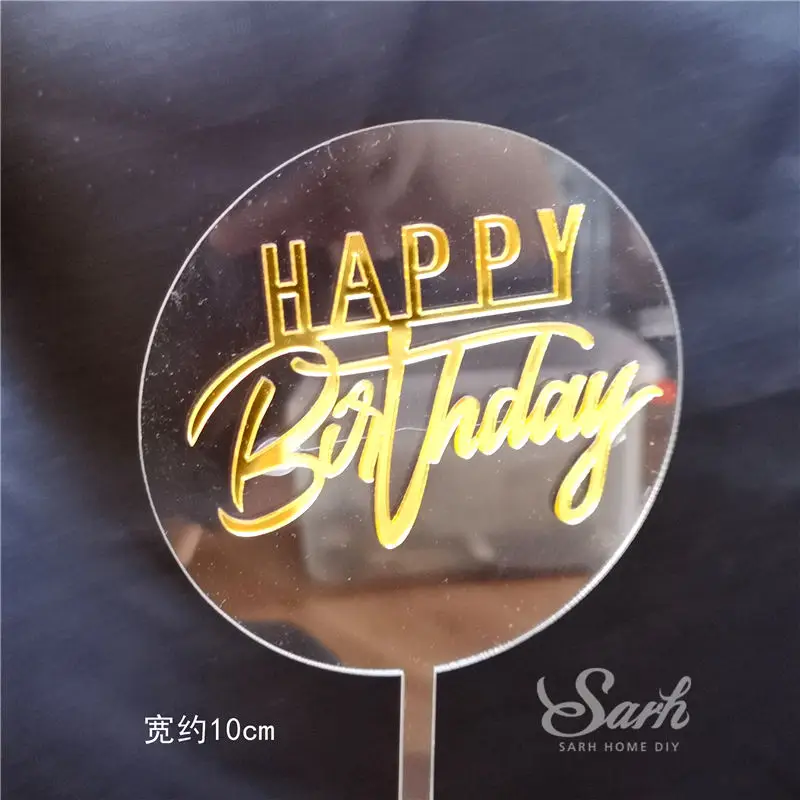 2pc round birthday Разноцветные счастливые топперы для торта на день рождения, розовые, фиолетовые, блестящие, для письма, украшения для рук, вечерние, милые подарки - Цвет: 2pc round birthday