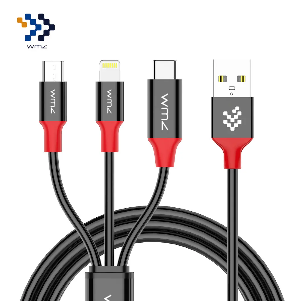 WMZ 3 в 1 USB кабель Micro Type C для зарядного устройства Lightning Быстрая зарядка данных