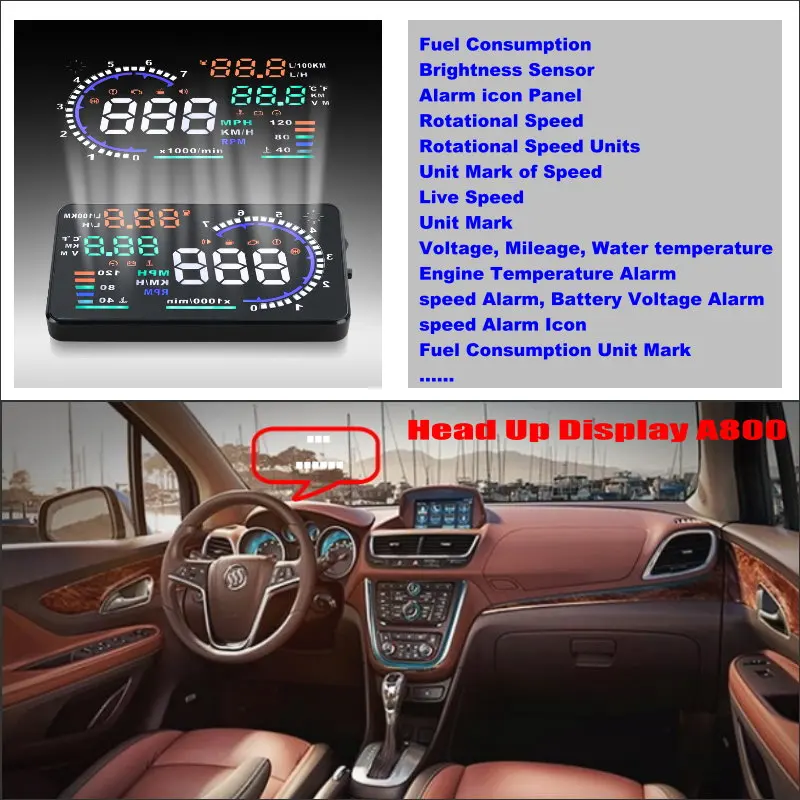 Автомобильный HUD Дисплей для Buick Encore Opel Mokka 2012-2020 AUTO A8 OBD безопасный проектор