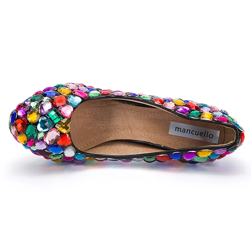 Mancuello/Радуга красочным со стразами свадебные туфли на высоком каблуке женщина