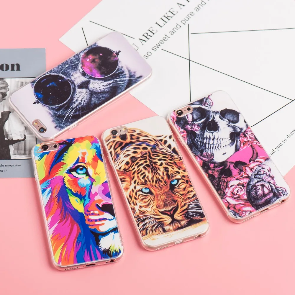 Napeyin чехол для iPhone 6 S 7 8 Plus 5 5S SE милый ободок с ушками кошки Тигра Череп лев леопард