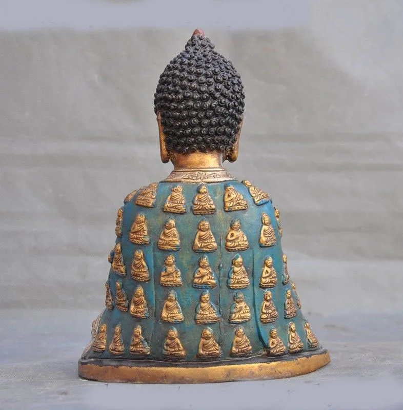 

wedding decoration old Tibetan bronze Painted Buddhism Sakyamuni Shakyamuni Tathagata Buddha statue