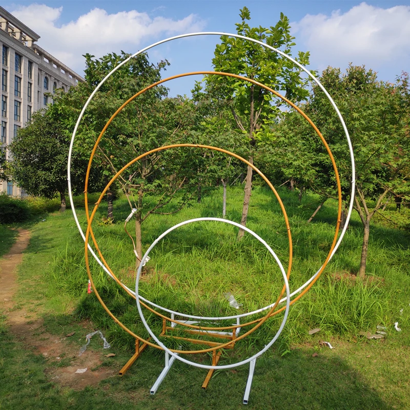 circle wedding props birthday decor wrought iron round ring arch backdrop round arch lawn artificial flower row stand wall shelf