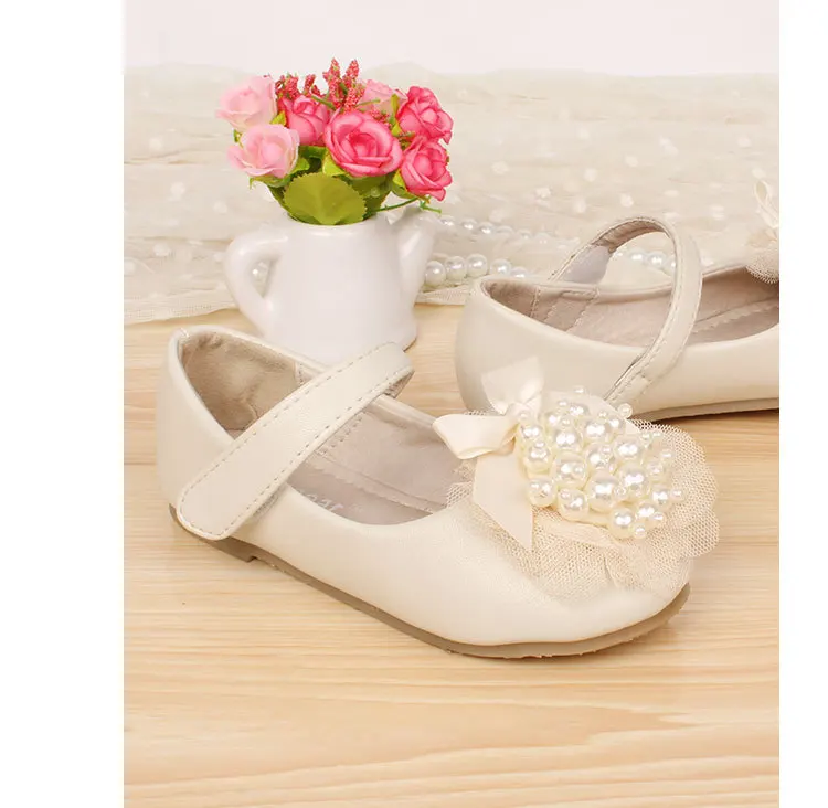 ELEVEN STORY Girls pearls shoes kids leather party wedding wear Autumn spring/fall/summer retail 1AS503-28R |