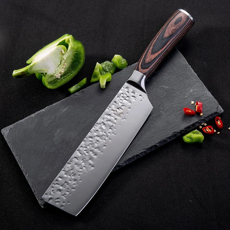 Новые Красивые вены кухонные ножи Кливер утилита Santoku нарезки шеф-повара Дамасские вены цвет деревянной ручкой нож из нержавеющей стали