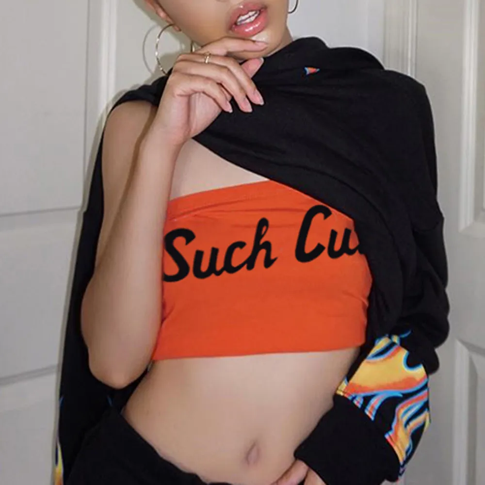 Топ женский облегающий однотонный с буквенным принтом пикантный Модный