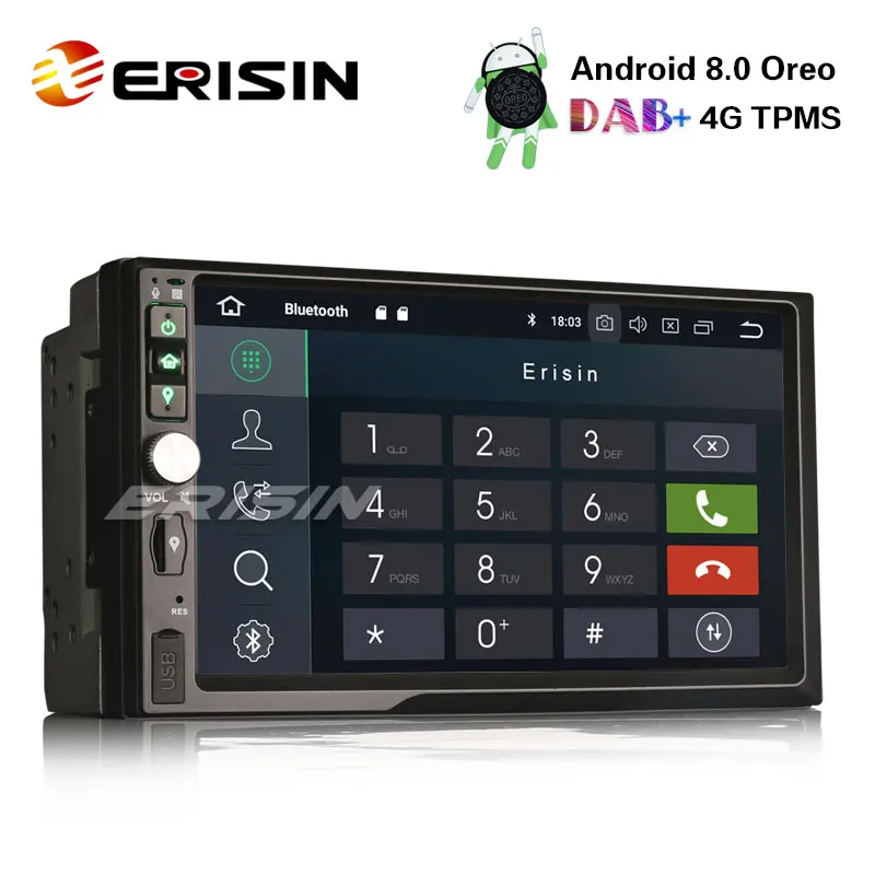 Erisin ES7841U 7 "Универсальный 2 Din HD Android 8 0 Автомобильный мультимедийный MP4 давления