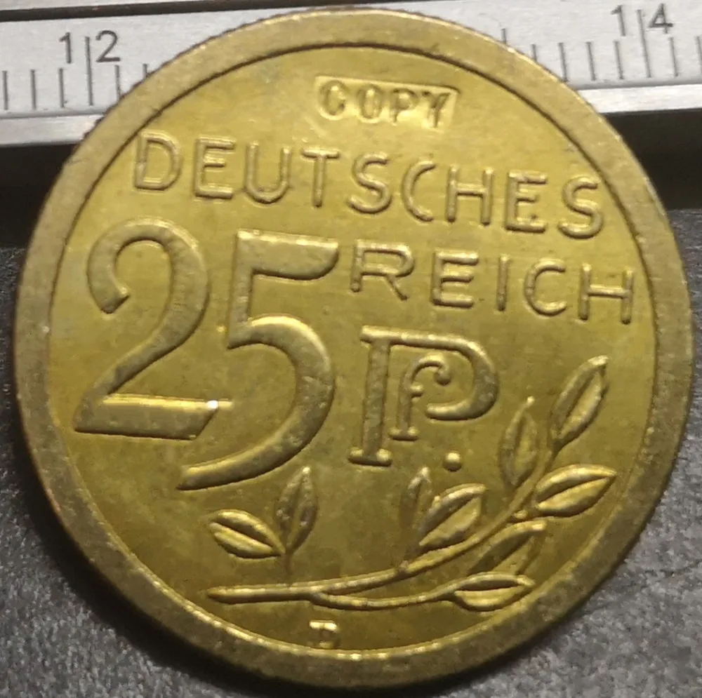 1908 Германия 25 Pfennig Вильгельм II пробная забастовка медная копия шаблон