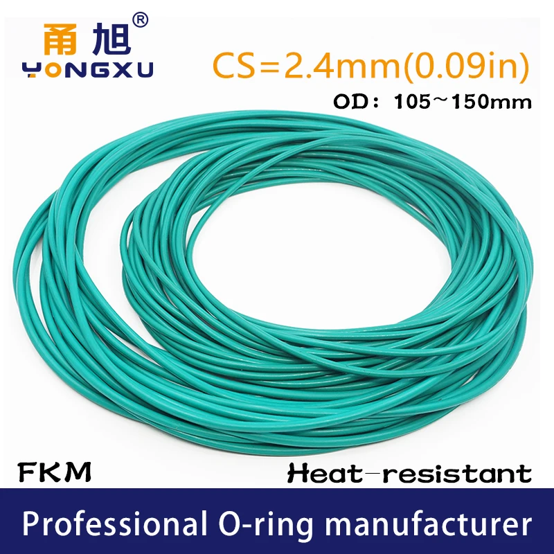 Зеленые фторрезиновые уплотнительные кольца FKM CS2.4mm OD105/110/120/140/150*2 4 мм ORings для