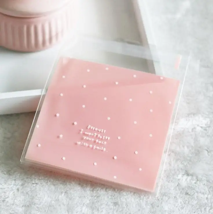 100 шт./лот пластиковый самоклеящийся пакет для печенья макарон упаковка