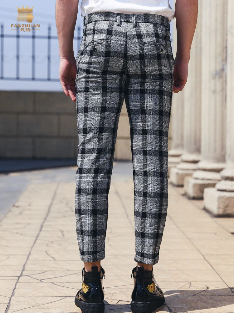 Мужские клетчатые брюки FANZHUAN повседневные в европейском стиле с полосками 928015