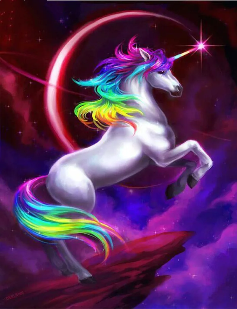 Алмазная вышивка Diyrainbow алмазов картина Цветной Единорог Kirin картины вышивки